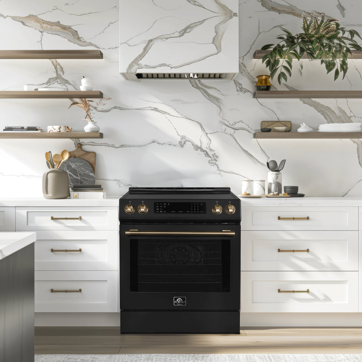 Forno Donatello 30-Inch Induction Range FFSIN0905-30 – Black – FFSIN0905 30BLK espresso leonardo induction range lifestyle