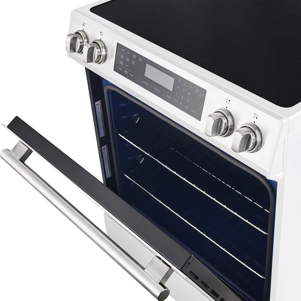 Forno Kitchen Appliance Package FBDL-015-08CAUS – Stainless Steel – FFSIN0905 30WHT espresso leonardo induction range door ajar.