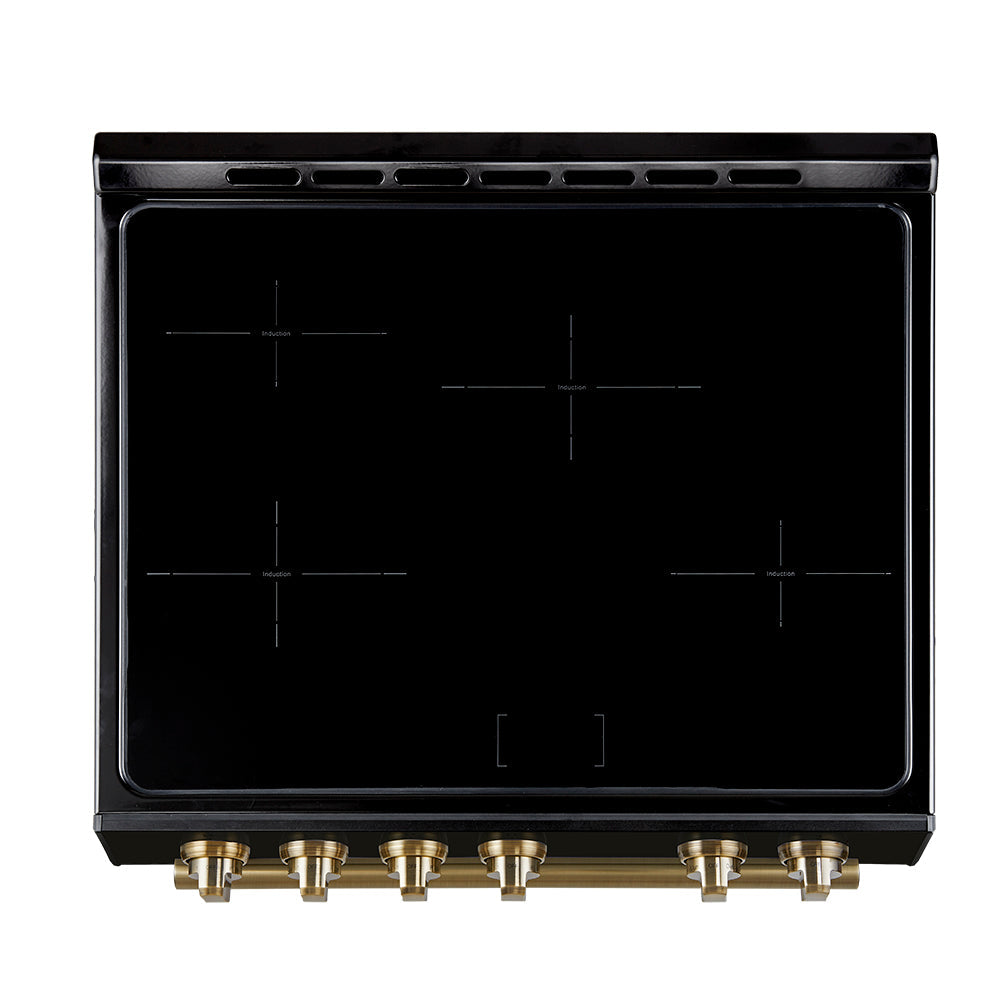 Forno Leonardo 30-Inch Induction Range FFSIN0982-30 – Black – FFSIN0982 30 BLK Leonardo 30 inc Induction Range Black Front Top AB