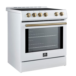 Forno Leonardo 30-Inch Induction Range FFSIN0982-30 – White – FFSIN0982 30 Leonardo 30 inc Induction Range White Angle Close 20with 20light 20on AB