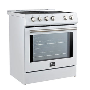Forno Leonardo 30-Inch Induction Range FFSIN0982-30 – White – FFSIN0982 30 Leonardo 30 inc Induction Range White Angle Close 20with 20light 20on SS