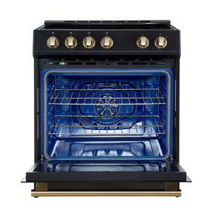 Forno Leonardo 30-Inch Induction Range FFSIN0982-30 – Black – FFSIN0982 30BLK Leonardo 30 inc Induction Range BLK Front Open AB