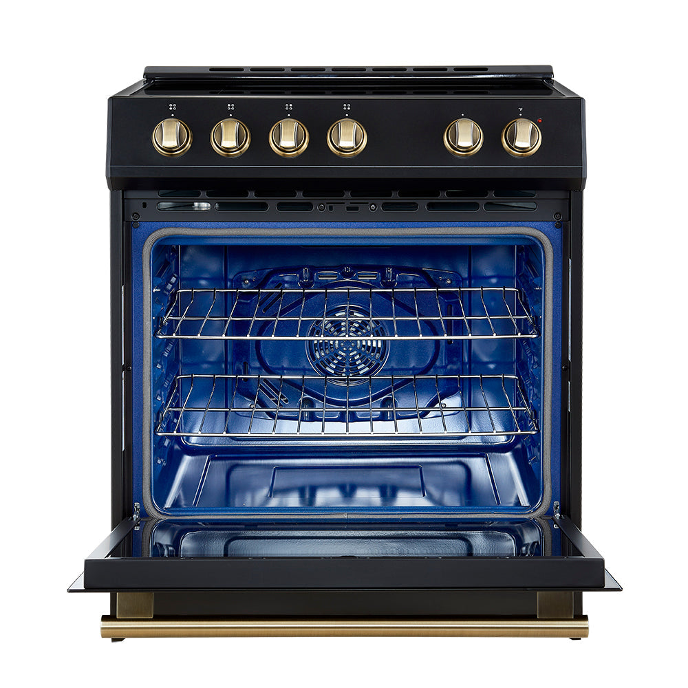 Forno Kitchen Appliance Package FBDL-014-15CAUS – Stainless Steel – FFSIN0982 30BLK Leonardo 30 inc Induction Range BLK Front Open AB