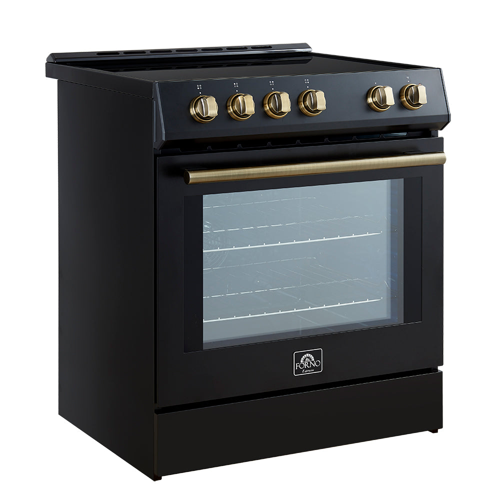 Forno Kitchen Appliance Package FBDL-014-14CAUS – Stainless Steel – FFSIN0982 30BLK Leonardo 30 inc Induction Range Black Angle Close 20 AB