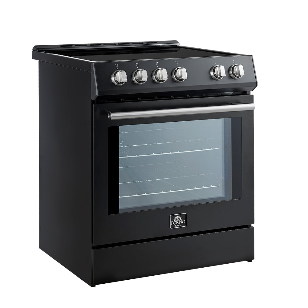 Forno Kitchen Appliance Package FBDL-014-15CAUS – Stainless Steel – FFSIN0982 30BLK Leonardo 30 inc Induction Range Black Angle Close 20 SS