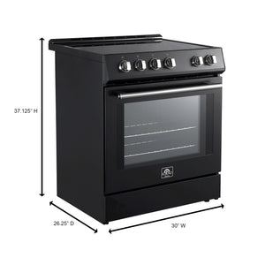 Forno Kitchen Appliance Package FBDL-014-14CAUS – Stainless Steel – FFSIN0982 30BLK Leonardo 30 inc Induction Range Black Angle Dimensions
