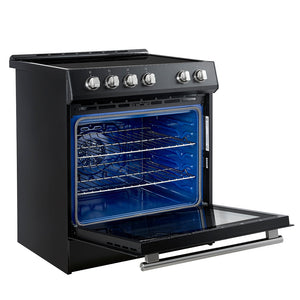 Forno Kitchen Appliance Package FBDL-014-11CAUS – Stainless Steel – FFSIN0982 30BLK Leonardo 30 inc Induction Range Black Angle Open SS