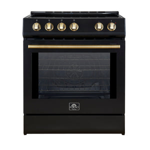 Forno Kitchen Appliance Package FBDL-014-11CAUS – Stainless Steel – FFSIN0982 30BLK Leonardo 30 inc Induction Range Black Front Close 20with 20light 20on AB