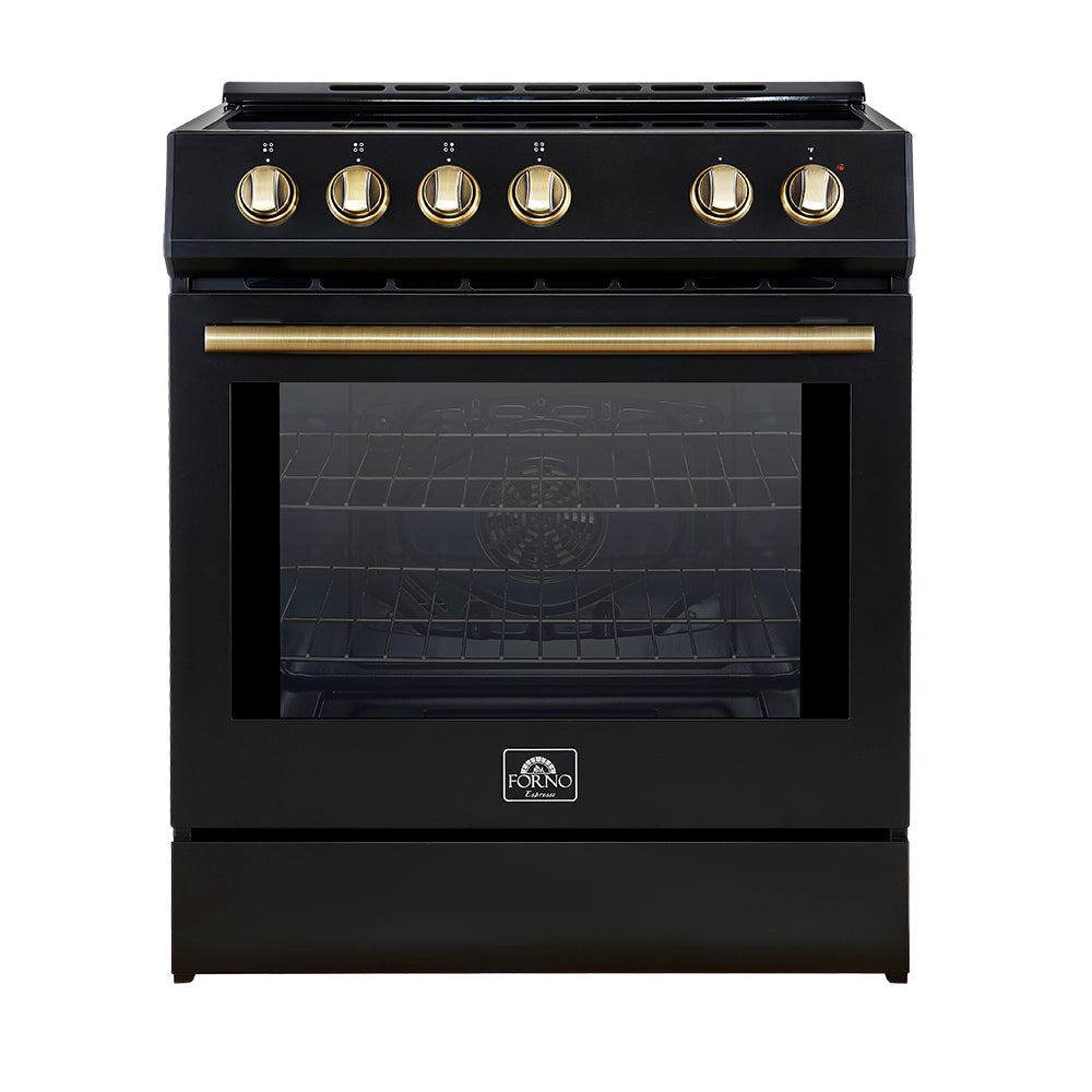Forno Kitchen Appliance Package FBDL-014-14CAUS – Stainless Steel – FFSIN0982 30BLK Leonardo 30 inc Induction Range Black Front Close 20with 20light 20on AB