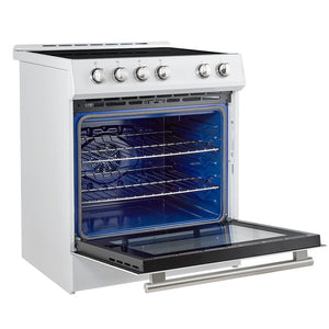 Forno Kitchen Appliance Package FBDL-014-08CAUS – Stainless Steel – FFSIN0982 30WHT Leonardo 30 inc Induction Range White Angle Open SS