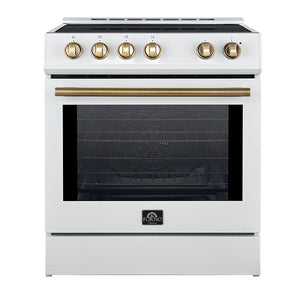 Forno Kitchen Appliance Package FBDL-014-10CAUS – Stainless Steel – FFSIN0982 30WHT Leonardo 30 inc Induction Range White Front Close AB