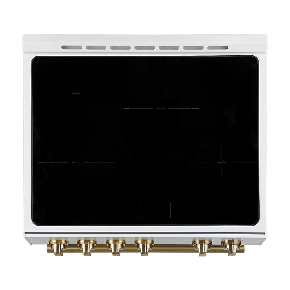 Forno Kitchen Appliance Package FBDL-014-09CAUS – Stainless Steel – FFSIN0982 30WHT Leonardo 30 inc Induction Range White Front Top AB