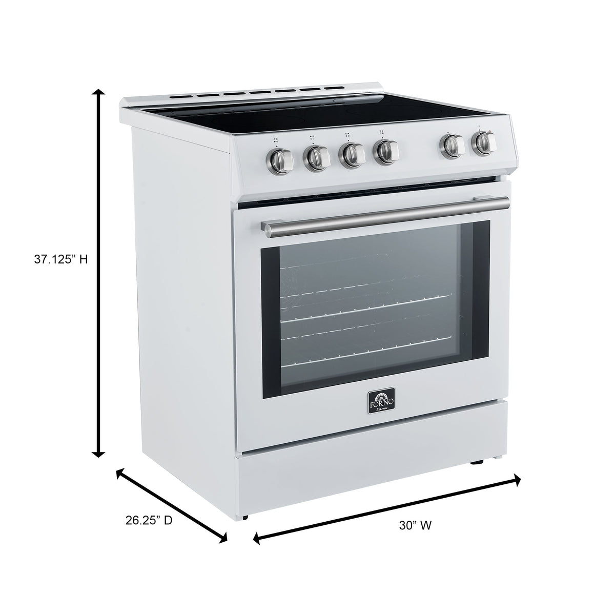 Forno Kitchen Appliance Package FBDL-014-09CAUS – Stainless Steel – FFSIN0982 30WHT Leonardo 30 inc Induction Range White side dimensions