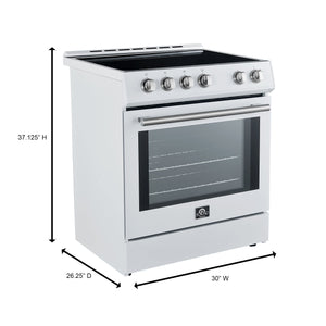 Forno Kitchen Appliance Package FBDL-014-10CAUS – Stainless Steel – FFSIN0982 30WHT Leonardo 30 inc Induction Range White side dimensions
