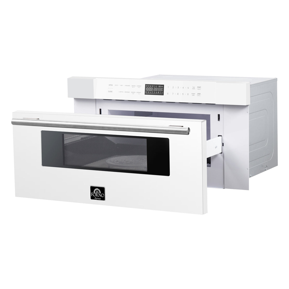 Forno Capoliveri 30-Inch Microwave Drawer FMWDR3000-30 – White – FMWDR3000 30WHT Angle 2 Open SSH