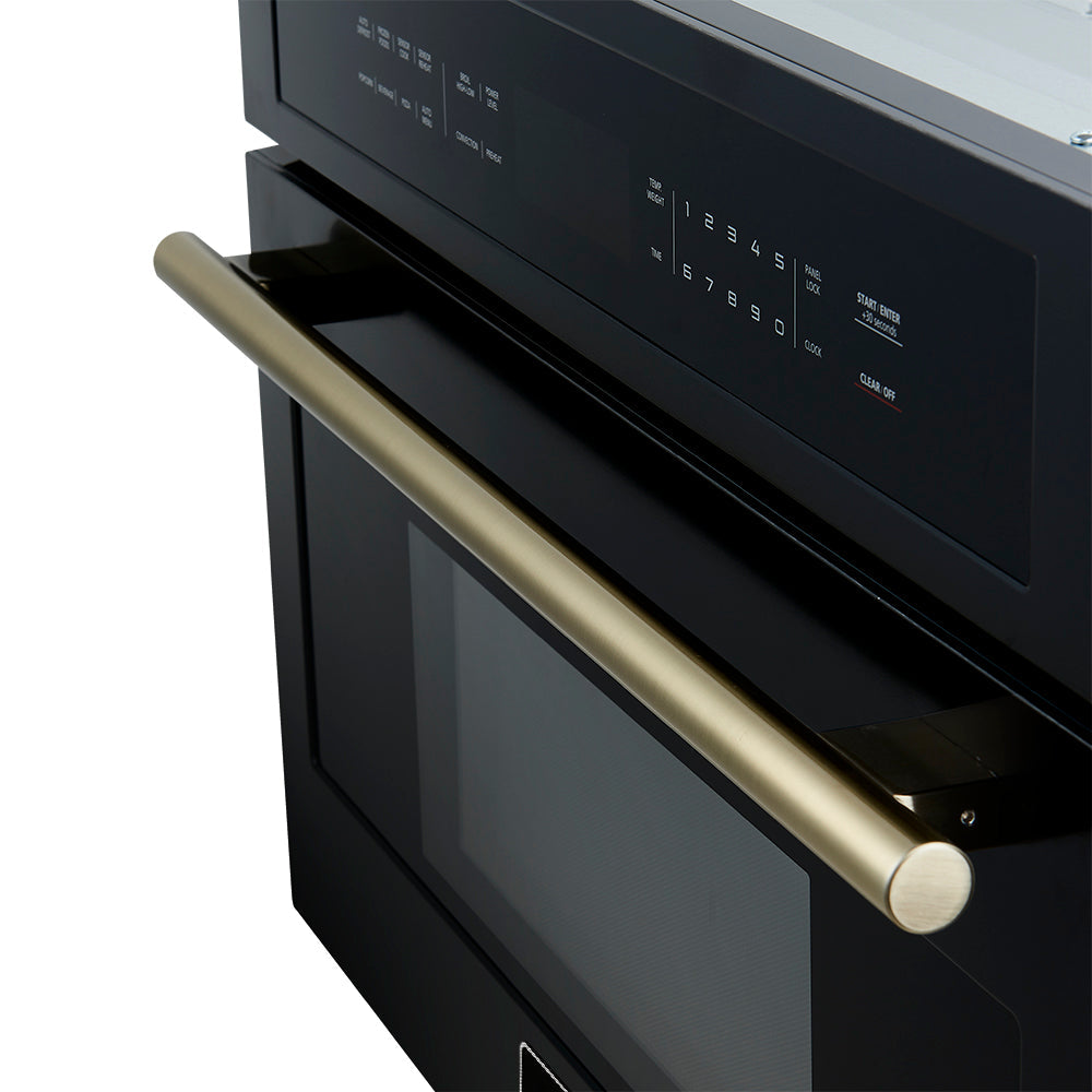 Forno Kitchen Appliance Package FBDL-025-03CAUS – Stainless Steel – FMWDR3093 30BLK BRASS ANGLED VIEW
