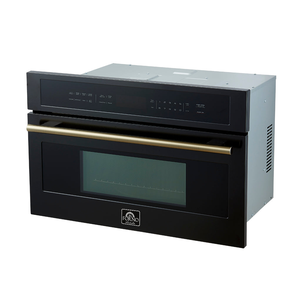 Forno Kitchen Appliance Package FBDL-025-03CAUS – Stainless Steel – FMWDR3093 30BLK BRASS ANGLE VIEW