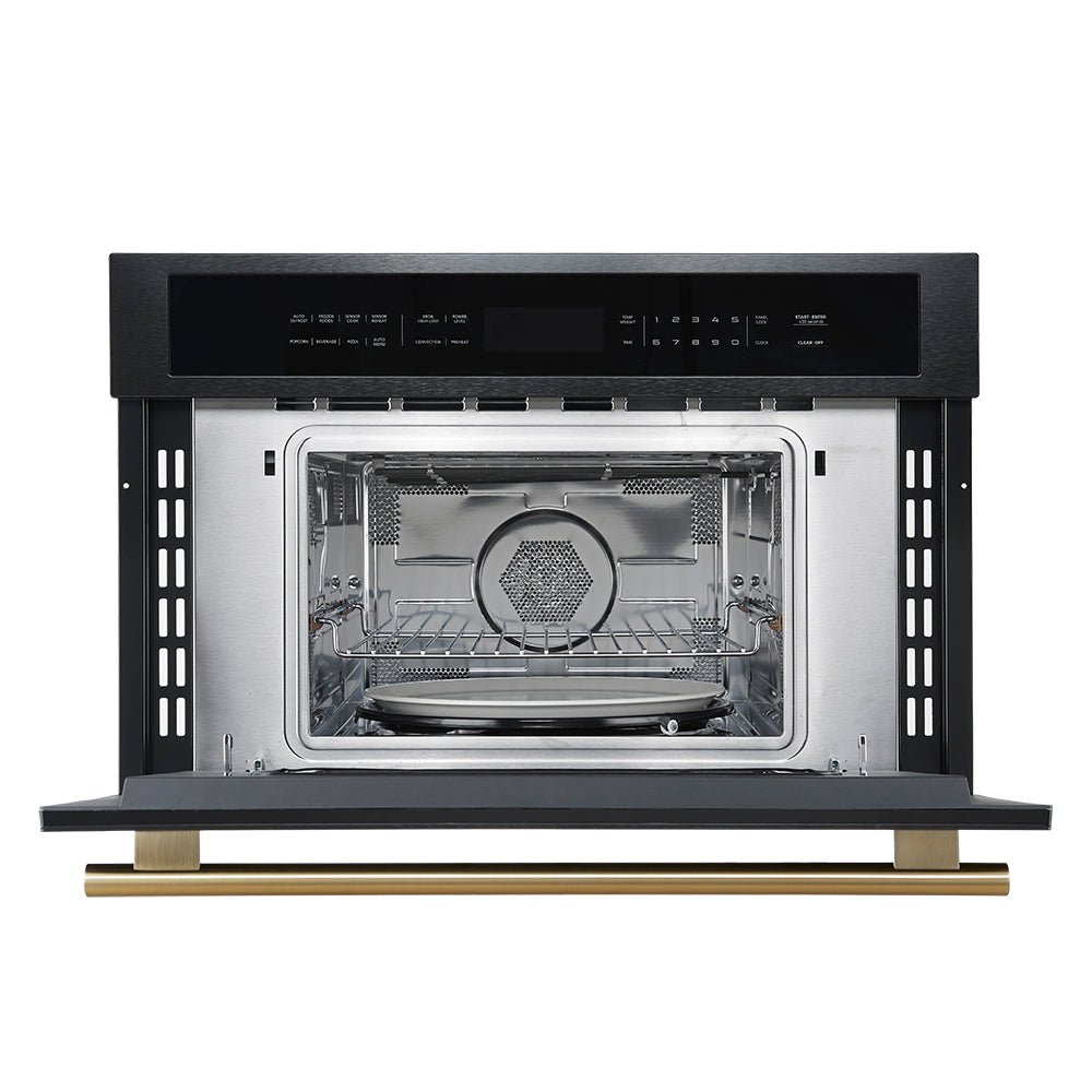 Forno Kitchen Appliance Package FBDL-025-03CAUS – Stainless Steel – FMWDR3093 30BLK DOOR OPEN BRASS
