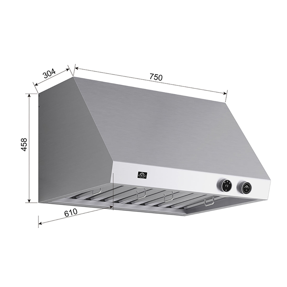 Forno Biagio 30-Inch Range Hood FRHWM5009-30 – Stainless Steel – FRHWM5009 30 Biagio Dimensions
