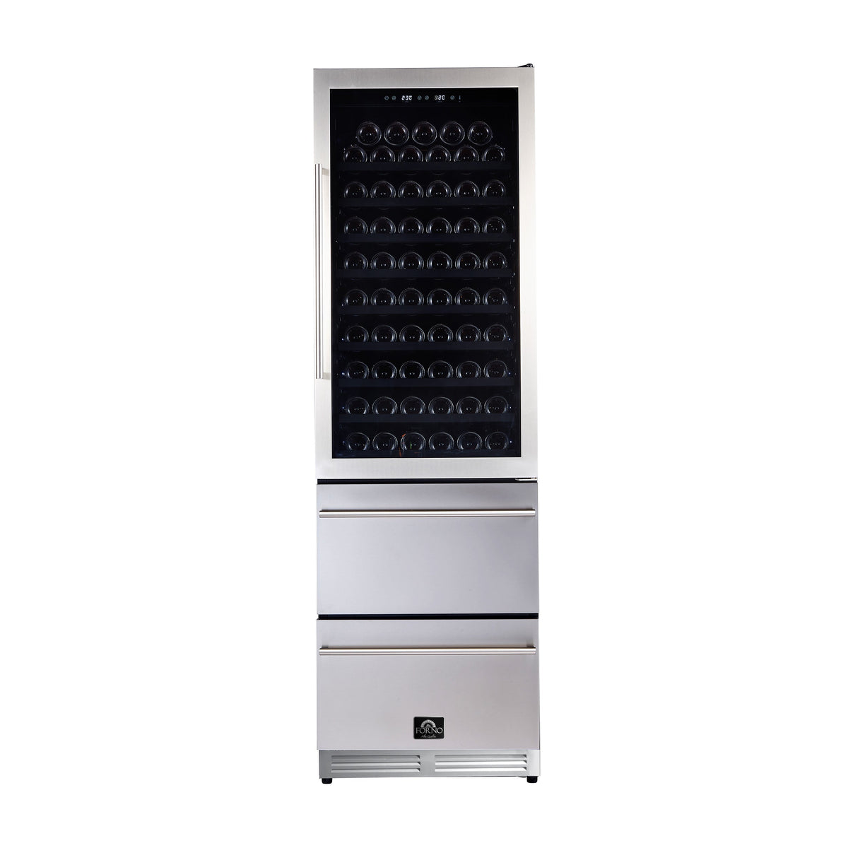 Forno Azienda 24-Inch Wine & Beverage Cooler FWCDR6628-24 – Stainless Steel – FWCDR6628 24S forno azienda wine cooler front