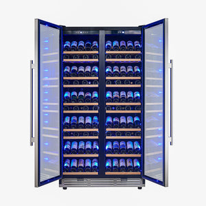 Forno Vernazza 40-Inch Wine & Beverage Cooler FWCDR6642-40 – Stainless Steel – FWCDR6642 40S Vernazza Front 20with 20Bottles 2C 20Open 20Doors