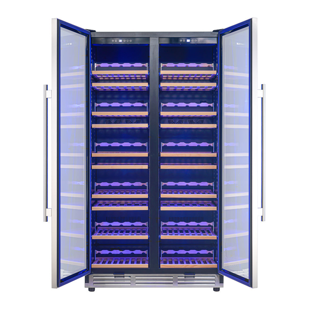Forno Vernazza 40-Inch Wine & Beverage Cooler FWCDR6642-40 – Stainless Steel – FWCDR6642 40S Vernazza Front 20with 20Open 20Doors