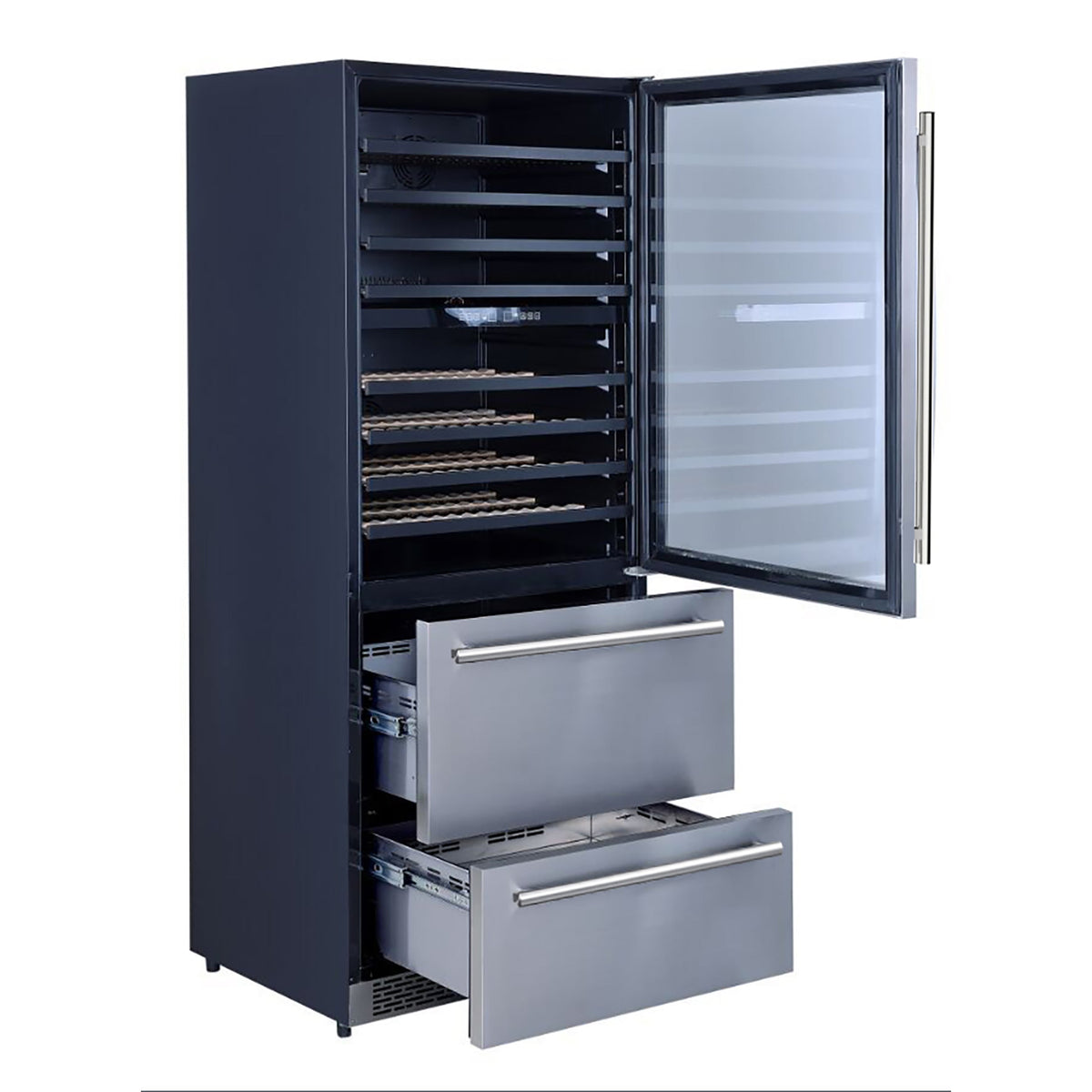 Forno Capraia 30-Inch Wine & Beverage Cooler FWCDR6661-30 – Stainless Steel – FWCDR6661 30S 20Opened 20Angle