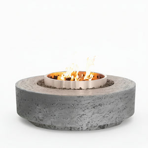 The Outdoor Plus Artemis Smokeless Fire Pit with GFRC concrete top and Corten steel base