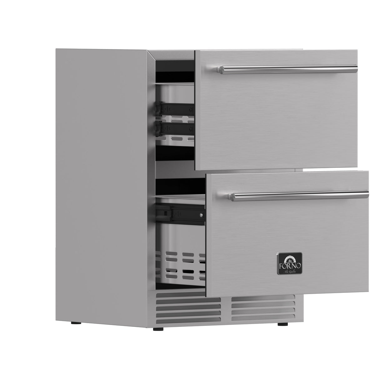 Forno Como 24-Inch Drawer Refrigerator & Freezer FDROD1611-24 – Stainless Steel – Fridge FDROD1611 24S 2024 09 Angle Open2