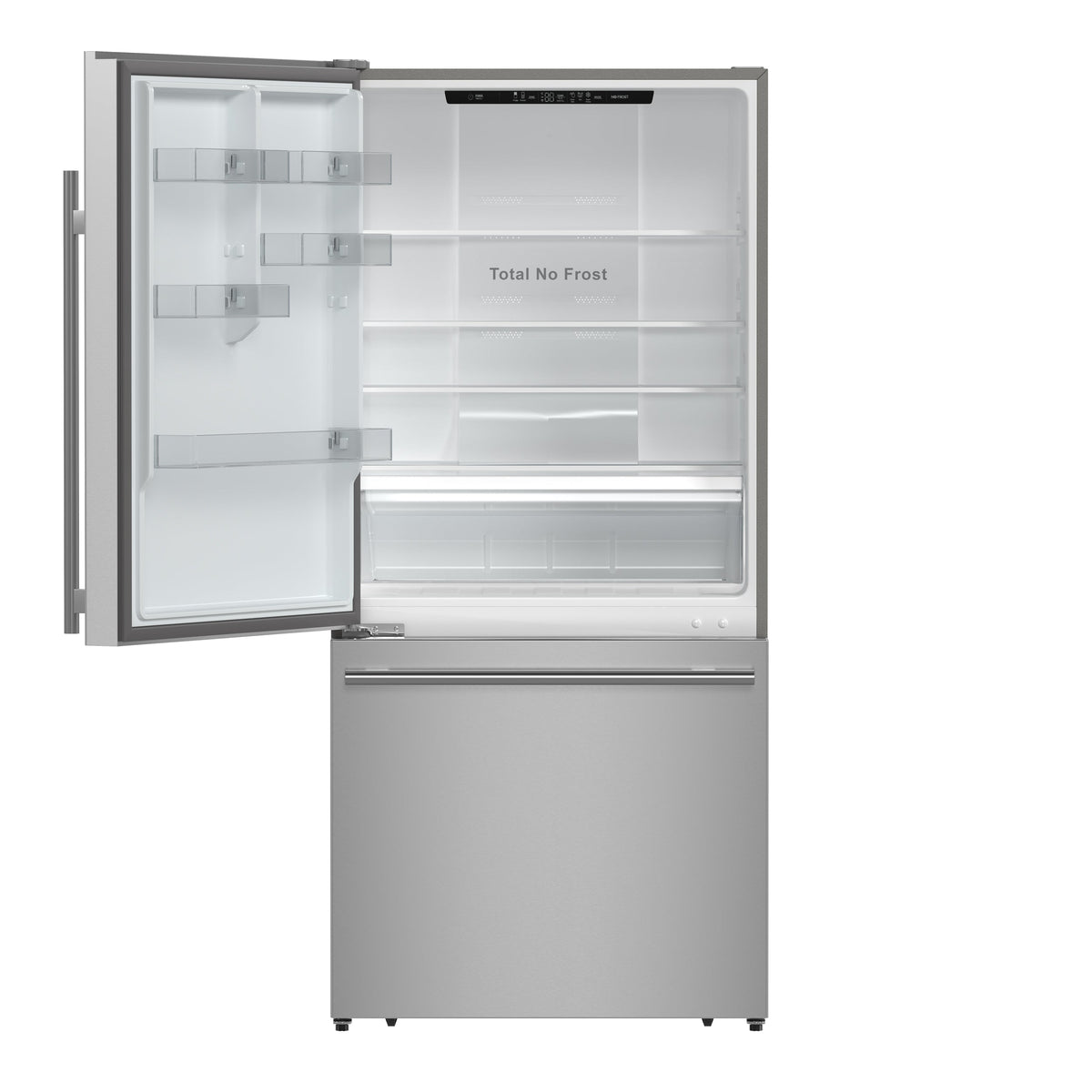 Forno Milano 31-Inch Bottom Freezer Refrigerator FFFFD1786-31 – Stainless Steel – Fridge FFFFD1786 31S FFFFD1787 60S 2024 09 Front 20Open