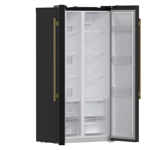 Forno Salerno 33-Inch Side-by-Side Refrigerator FFRBI1805-33 – Black – Fridge FFRBI1805 33BLK 2024 09 Angle Open