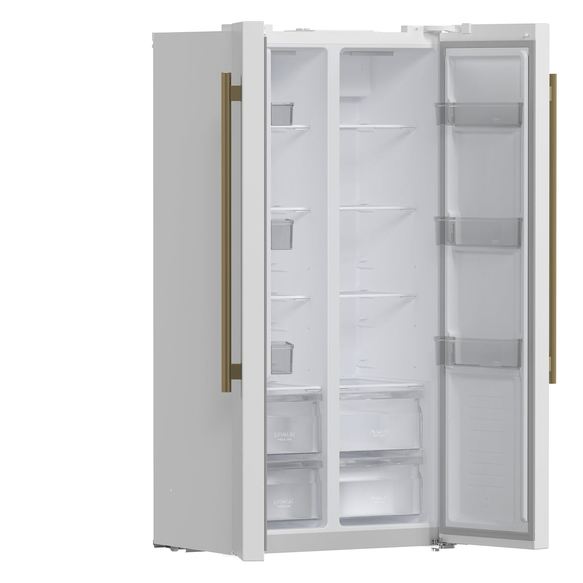 Forno Salerno 33-Inch Side-by-Side Refrigerator FFRBI1805-33 – White – Fridge FFRBI1805 33WHT 2024 09 Angle Open