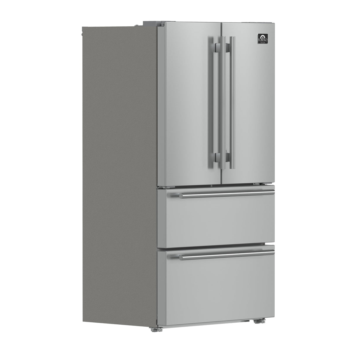 Forno Moena 36-Inch French Door Refrigerator FFRBI1820-36SB – Stainless Steel VCM – Fridge FFRBI1820 36SB V2 Angle