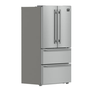 Forno Kitchen Appliance Package FBDL-003-05US – Stainless Steel – Fridge FFRBI1820 36SB V2 Angle