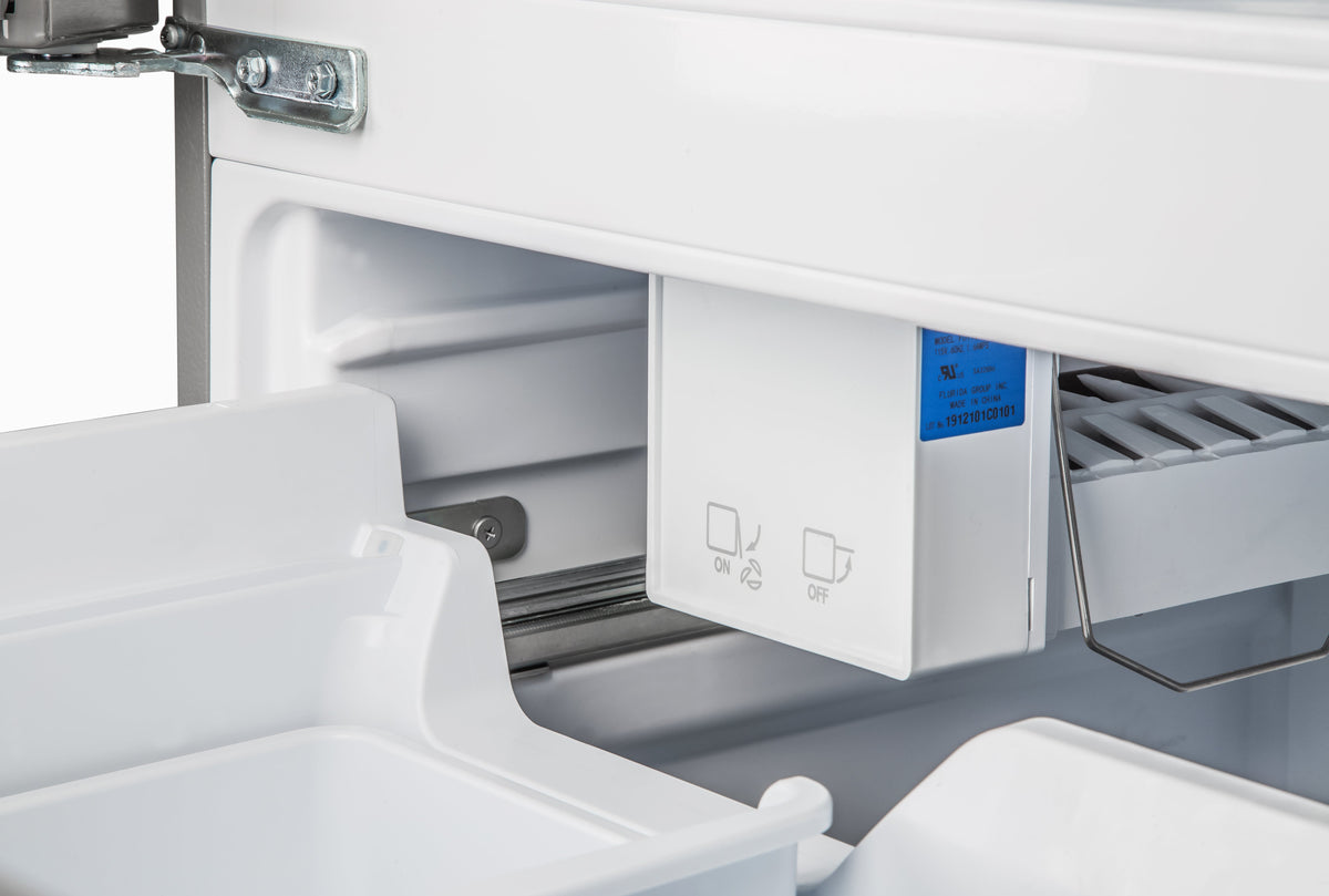 Forno Kitchen Appliance Package FBDL-003-05US – Stainless Steel – Fridge FFRBI1820 36SB ice maker open