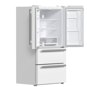 Forno Kitchen Appliance Package FBDL-003-09US – Stainless Steel – Fridge FFRBI1820 36WHT 2024 09 Angle Open