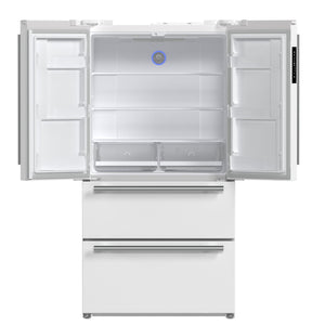 Forno Kitchen Appliance Package FBDL-003-09US – Stainless Steel – Fridge FFRBI1820 36WHT 2024 09 Front Open