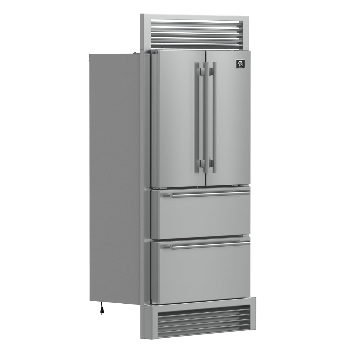 Forno Moena 40-Inch French Door Refrigerator FFRBI1820-40SG – Stainless Steel VCM – Fridge FFRBI1820 40SG 2024 09 Angle