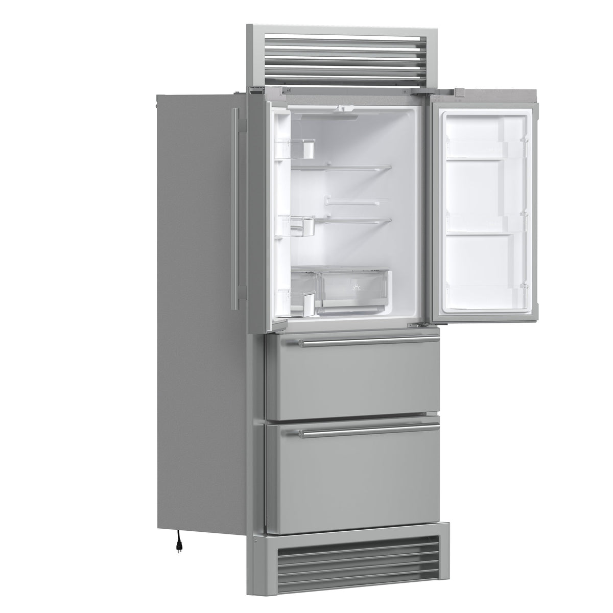 Forno Moena 40-Inch French Door Refrigerator FFRBI1820-40SG – Stainless Steel VCM – Fridge FFRBI1820 40SG 2024 09 Angle Open