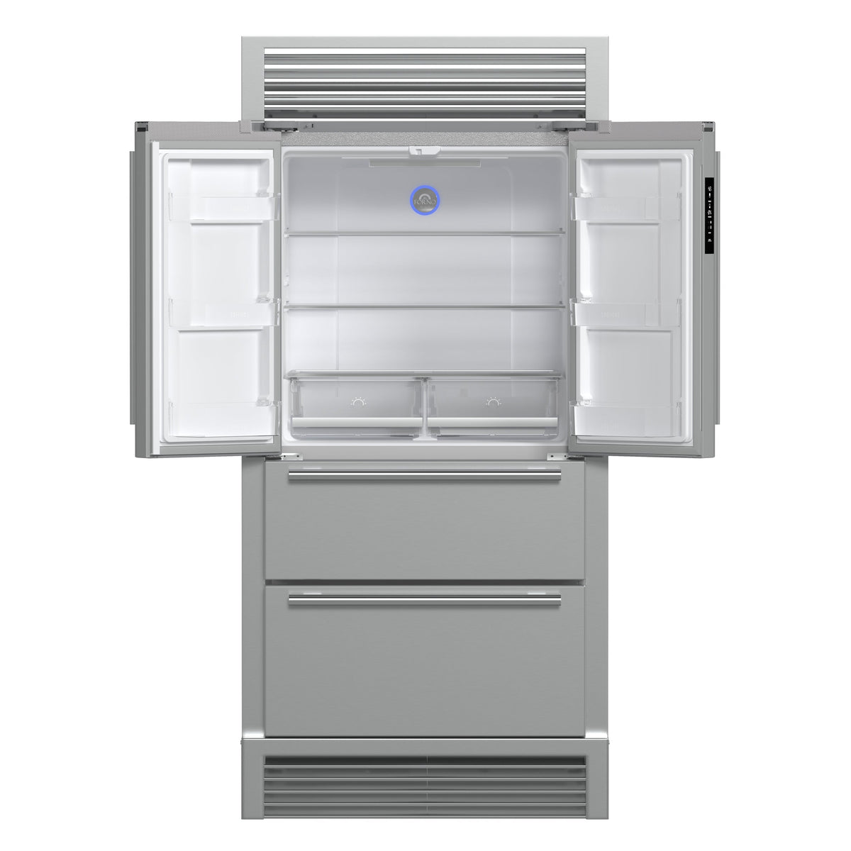 Forno Moena 40-Inch French Door Refrigerator FFRBI1820-40SG – Stainless Steel VCM – Fridge FFRBI1820 40SG 2024 09 Front Open