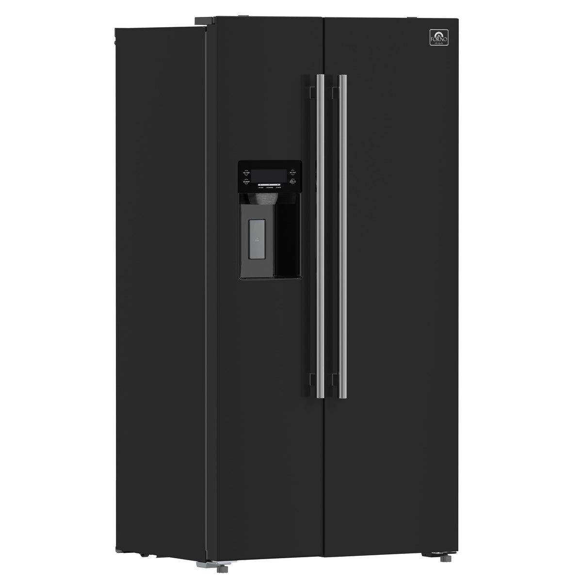 Forno Salerno 36-Inch Side-by-Side Refrigerator FFRBI1844-36 – Black – Fridge FFRBI1844 36BLK 2024 09 Angle