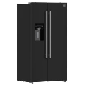 Forno Salerno 36-Inch Side-by-Side Refrigerator FFRBI1844-36 – Black – Fridge FFRBI1844 36BLK 2024 09 Angle