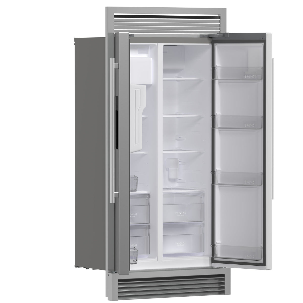 Forno Salerno 40-Inch Side-by-Side Refrigerator FFRBI1844-40SG – Stainless Steel VCM – Fridge FFRBI1844 40SG 2024 09 Angle Open