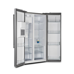 Forno Salerno 40-Inch Side-by-Side Refrigerator FFRBI1844-40SG – Stainless Steel VCM – Fridge FFRBI1844 40SG Open Angle