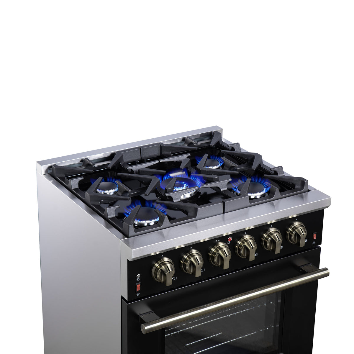 Forno Massimo 30-Inch Gas Range FFSGS6239-30 – Black – Gas Range FFSGS6239 30BLK Cooktop Left Angle 2025 07 25