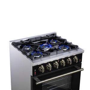 Forno Massimo 30-Inch Gas Range FFSGS6239-30 – Black – Gas Range FFSGS6239 30BLK Cooktop Left Angle 2025 07 25