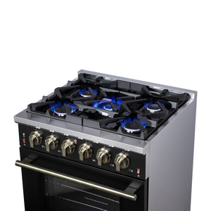 Forno Massimo 30-Inch Gas Range FFSGS6239-30 – Black – Gas Range FFSGS6239 30BLK Cooktop Right Angle 2025 07 25