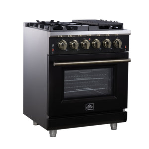 Forno Massimo 30-Inch Gas Range FFSGS6239-30 – Black – Gas Range FFSGS6239 30BLK Left Angle 2025 07 25