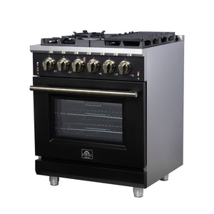 Forno Massimo 30-Inch Gas Range FFSGS6239-30 – Black – Gas Range FFSGS6239 30BLK Right Angle 2025 07 25