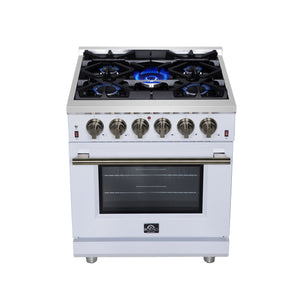 Forno Massimo 30-Inch Gas Range FFSGS6239-30 – White – Gas Range FFSGS6239 30WHT Cooktop Front 2025 07 25